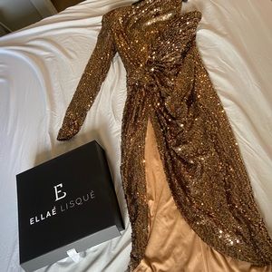 Gold Sequin One Shoulder Dress